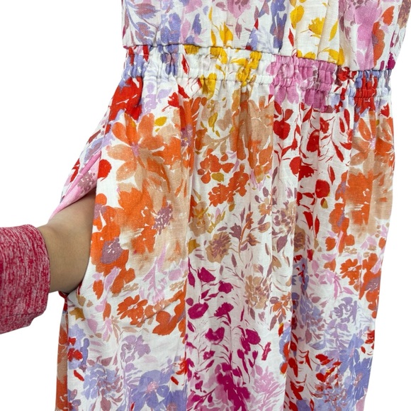 Derek Lam 10 Crosby Laine Floral Linen Puff Sleeve Maxi Dress Size 10 NWT - Picture 11 of 16